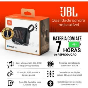 Caixa Som Bluetooth Jbl Go 4 Portátil Original Prova D'água - Imagem 3