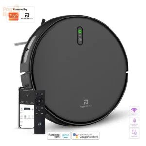 Robô Aspirador De Pó E Passa Pano App Tuya Pandaplus Bivolt Preto - Imagem 1