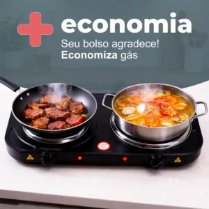 Fogão Fogareiro 2 Bocas Elétrico 2000w Cooktop De Mesa Portátil Cor Preto - Aero Home - Imagem 5