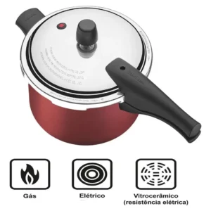 Panela De Pressão 4,5l Tramontina Vancouver Effect 20591-720 Cor Vermelho - Imagem 4