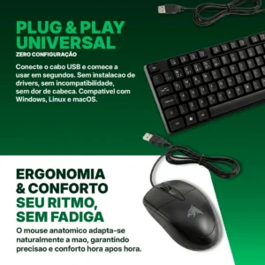 Kit Teclado E Mouse Óptico Usb Com Fio Abnt2 Pc E Notebook Pholex - Imagem 4