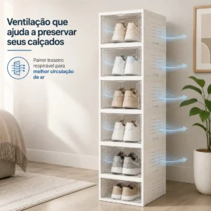 Organizador De Calçados 6 Pares Sapateira Modular Empilhável Branco - Imagem 6