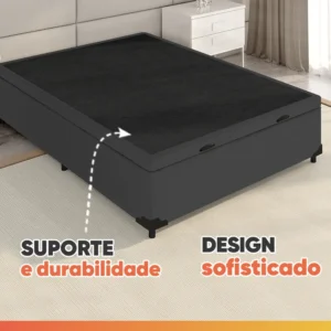 Cama Box Baú Colchão Casal Molas Ensacadas City Pillow Top 138x188x64cm Branco e Cinza Hellen Suporta até 110kg por Pessoa - Imagem 7