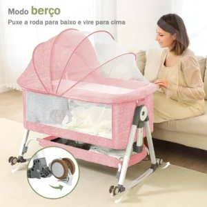 Berco Bebe Portatil Retratil Acoplado Moise Balanço Infantil - Imagem 5