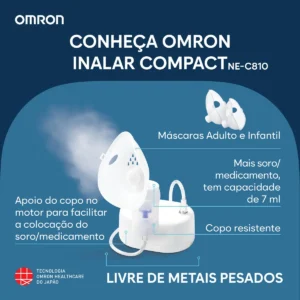 Inalador Nebulizador Omron Inalar Compact Ne-C810 Portatil Silencioso Aparelho Adulto Infantil Inalar Compact Anvisa Inmetro - Imagem 4