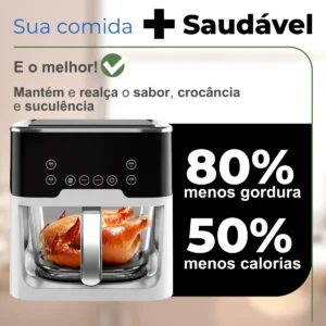 Fritadeira Elétrica Air Fryer De Vidro 6l Digital Touch Top - Imagem 2