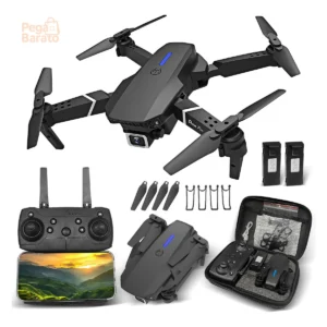 Mini Drone E88 Pro Com Câmera Dupla Wifi Com Case 2 Baterias + SCORELL Mini Controle Remoto Drone 2.4 Ghz - Imagem 1