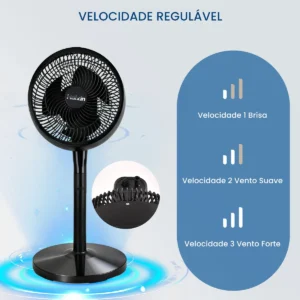 Ventilador circulador de ar, três velocidades ajustáveis, baixo ruído, 60Hz, três ajustes de altura - Imagem 8
