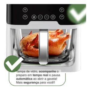 Fritadeira Elétrica Air Fryer De Vidro 6l Digital Touch Top - Imagem 8