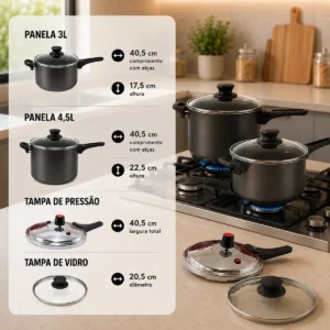 Jogo Panela Pressão Fechamento Externo Antiaderente Promoção - Imagem 4