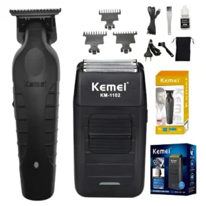 Kit Kemei Máquina de Corte KM-2299 e Acabamento KM-1102 Bivolt - Imagem 1