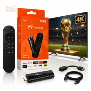 Tv Stick Y9 M98 4k Android Hdmi Smart Youtube Netflix Streaming Controle Remoto Wifi Modo Filme Series Jogos Tela Uhd Hdr Dolby Dts Porta Usb Suporte Apps Miracast Cast Video Multimidia Box Max - Imagem 1