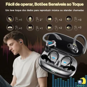 Fone de Ouvido JSKJ S730 TWS Bluetooth 5.4 Com Gancho Esportivo e LED - Imagem 8