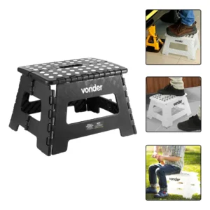 Banco Plástico Multiuso Dobrável 22cm 150kg Vonder 35.40.022.002 Preto - Imagem 2