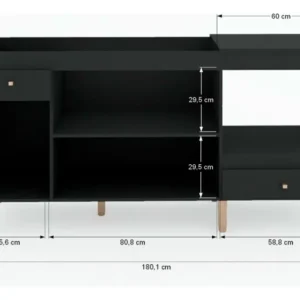 Armário De Cozinha Compacta Para Pia 3 Portas Itália Preto - Imagem 4