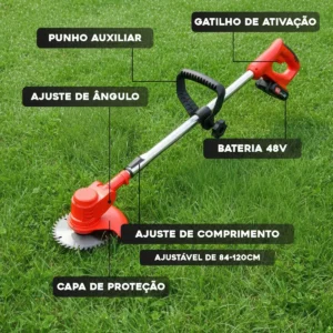 Roçadeira Á Bateria Completa 48v Cortador De Grama Eletrico - Imagem 5