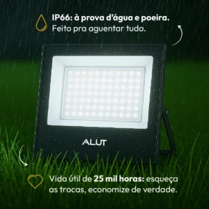 Refletor Led 100w 6500k Bivolt Slim 7500lm Ip65 - Alut - Imagem 4