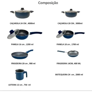Jogo De Panelas 8 Pecas Ibiza Blue Casambiente, Ceramica, Antiaderente - Imagem 7