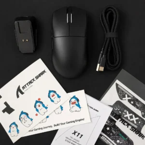 Mouse Para Jogos Sem Fio Attack Shark X11 22k Dpi Rgb Adesivo Antiderrapante Preto - Imagem 3