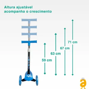 Patinete Infantil 3 Rodas Led Dobrável Luppy Azul Maxi Toys - Imagem 6