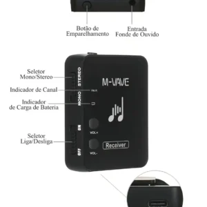 Receptor M-Vave WP-10 Monitor de Palco Preto P2 Passivo 40mW - Imagem 7