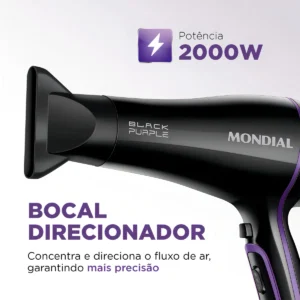 Secador De Cabelos Black Purple SCN-01 2000W Preto Mondial - Imagem 3