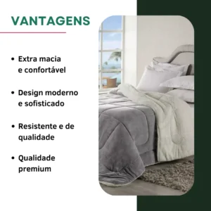 Coberdrom Casal Queen Size Sherpa Cobertor Edredom Inverno Pele Lã Carneiro Super Macio Suave Confortável Luxo Cor Cinza - Imagem 5
