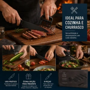 Jogo Facas Cozinha Chef Aço Inoxidável Kit 8 Peças Premium - Imagem 7