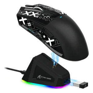 Mouse Para Jogos Sem Fio Attack Shark X11 22k Dpi Rgb Adesivo Antiderrapante Preto - Imagem 1