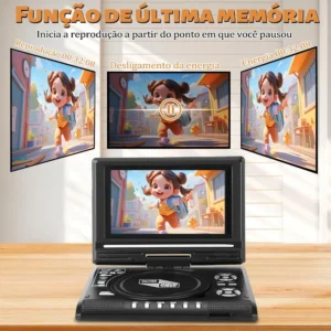 DVD Player Portátil RM 8" com Tela Giratória, USB e Leitor de Cartão SD - Imagem 5