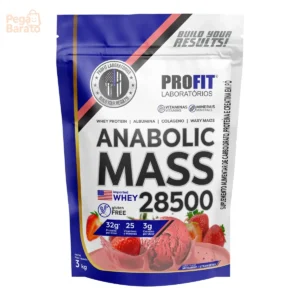 Hipercalórico Anabolic Mass 28500 3kg Profit Labs Sabor Morango - Imagem 1
