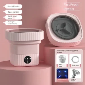 Mini Maquina De Lavar Roupas Portatil Dobrável 6,5 Litros Cor Rosa - Imagem 2