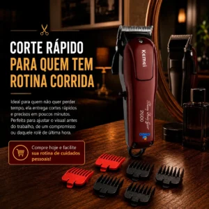 Máquina Kemei De Cortar Cabelo Sem Fio Recarregável Km-2600 - Imagem 2