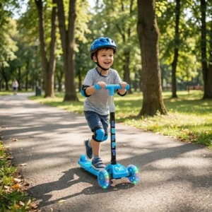 Patinete Infantil 3 Rodas Led Dobrável Luppy Azul Maxi Toys - Imagem 3