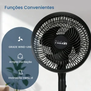 Ventilador circulador de ar, três velocidades ajustáveis, baixo ruído, 60Hz, três ajustes de altura - Imagem 6