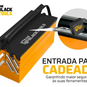 Caixa De Ferramentas Sanfonada Com 5 Gavetas Preto/laranja De Metal 20cm X 42cm X 29cm Ttb500 The Black Tools - Imagem 4