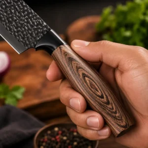 Conjunto 6 Peças Facas Descascador Tesoura Inox Jogo De Cozinha Churrasco Cabo De Madeira Óh Céus Aletronix - Imagem 5