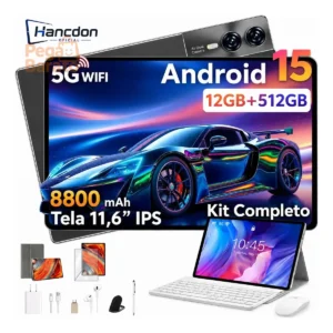 Tablet Hancdon S12 Android 15 12GB RAM 512GB Memória 11,6" Dual SIM Wi-Fi Kit Completo Com Teclado Mouse e Caneta Cor Cinza - Imagem 1