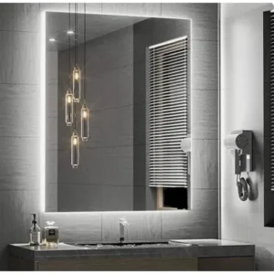 Espelho Quadrado 70x70cm Moderno Com Suporte E Led - Imagem 1