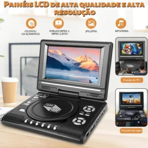 DVD Player Portátil RM 8" com Tela Giratória, USB e Leitor de Cartão SD - Imagem 4