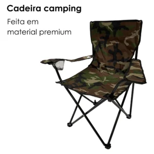 Cadeira Camping Dobravel Camuflada Porta Copo Ate 150kg - Imagem 5