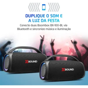 Caixa De Som Boombox Mondial Xsound- Bx-100-bl - 100w Cor Preto - Imagem 6