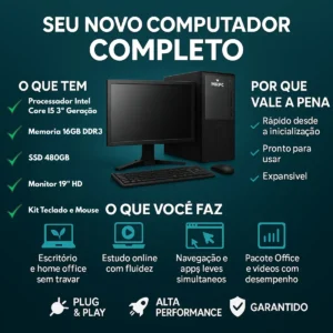 Pc Computador Completo Intel I5 16gb Ssd 480gb Monitor 19 - Imagem 8