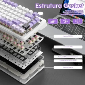 Teclado Mecânico Sem Fio Attack Shark X85pro 75% Tela Tft - Imagem 6