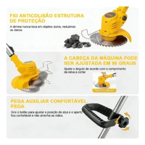 Roçadeira Aparador Grama 2 Bateria Recarregável 21v 9000 RPM Comprimento Ajustável Profissional Com Acessórios - MESTRI M-141 - Imagem 6