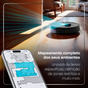Robô Aspirador de Pó Velds 3 em 1 – Varre Aspira e Passa Pano com Mapeamento via App e Sensor Antiqueda, Preto - Imagem 6