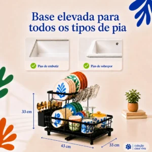 Escorredor De Louça Limoa Inox, Suporte Para Pia Preto - Imagem 7