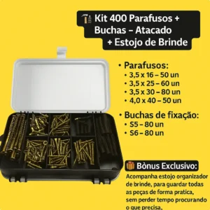 Kit 400 Peças Parafusos E Buchas P/ Parede Com Organizador - Imagem 7