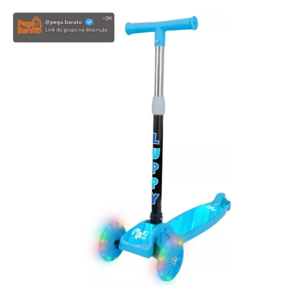 Patinete Infantil 3 Rodas Led Dobrável Luppy Azul Maxi Toys