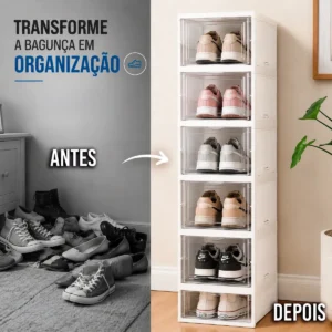 Organizador De Calçados 6 Pares Sapateira Modular Empilhável Branco - Imagem 5